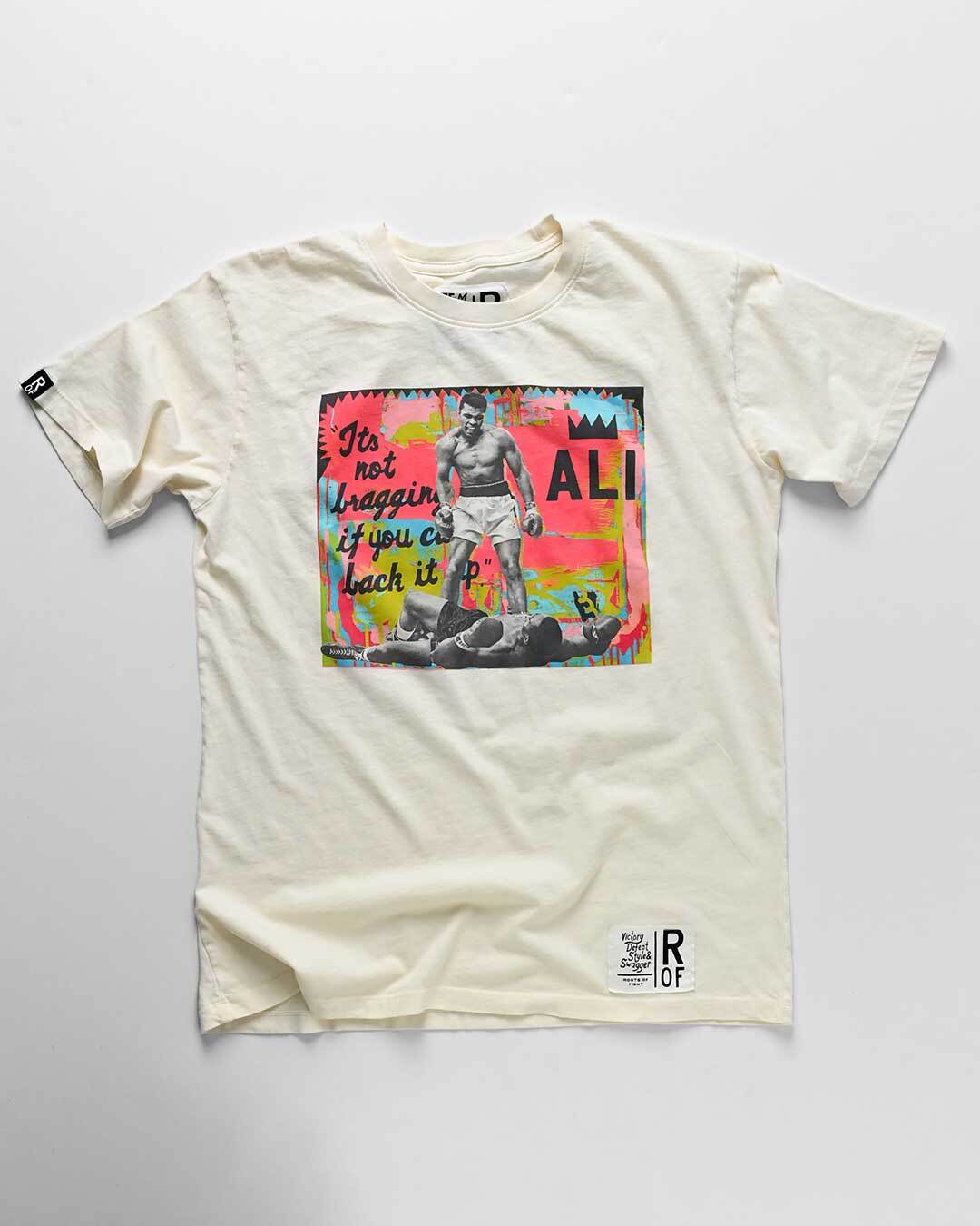 Ali &quot;It&#39;s Not Bragging&quot; Retro White Tee - Roots of Fight Canada