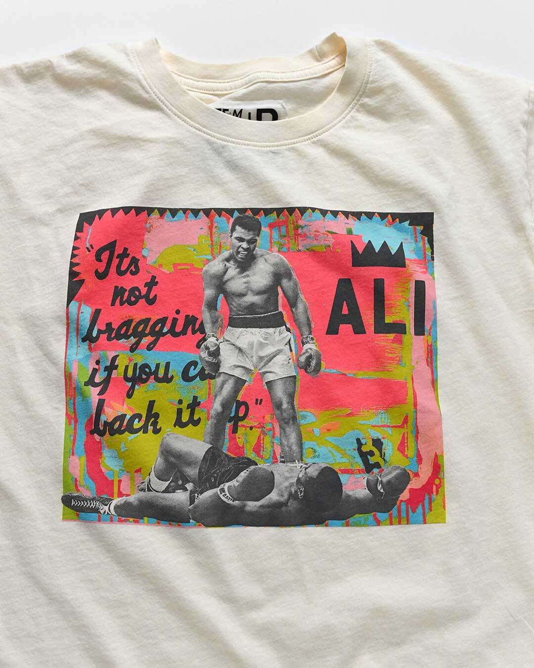 Ali &quot;It&#39;s Not Bragging&quot; Retro White Tee - Roots of Fight Canada