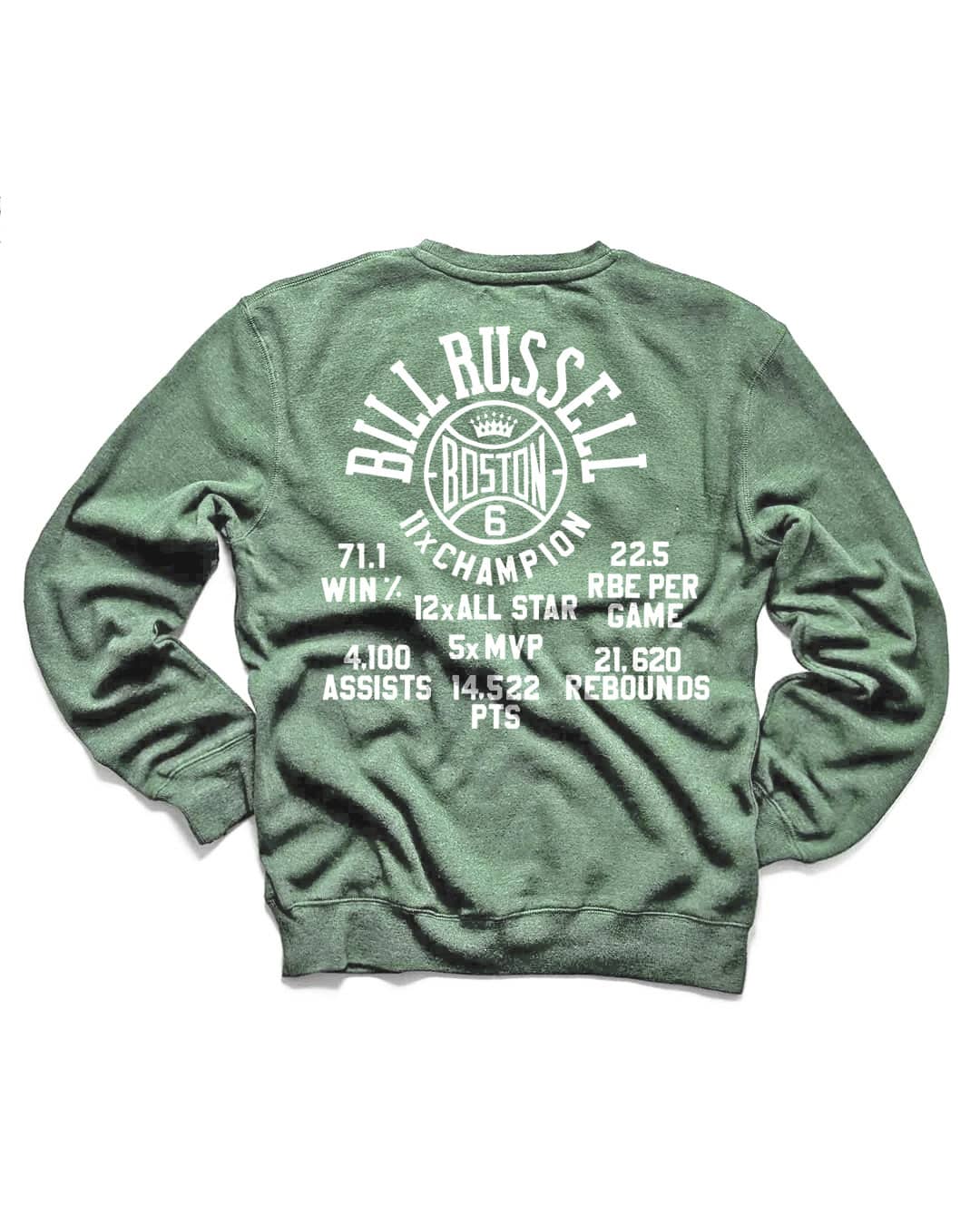 Bill Russell Boston #6 Green Sweatshirt - Roots of Fight Canada