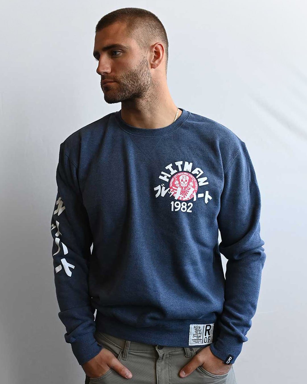 Bret Hart Hitman Japan Navy Sweatshirt - Roots of Fight Canada