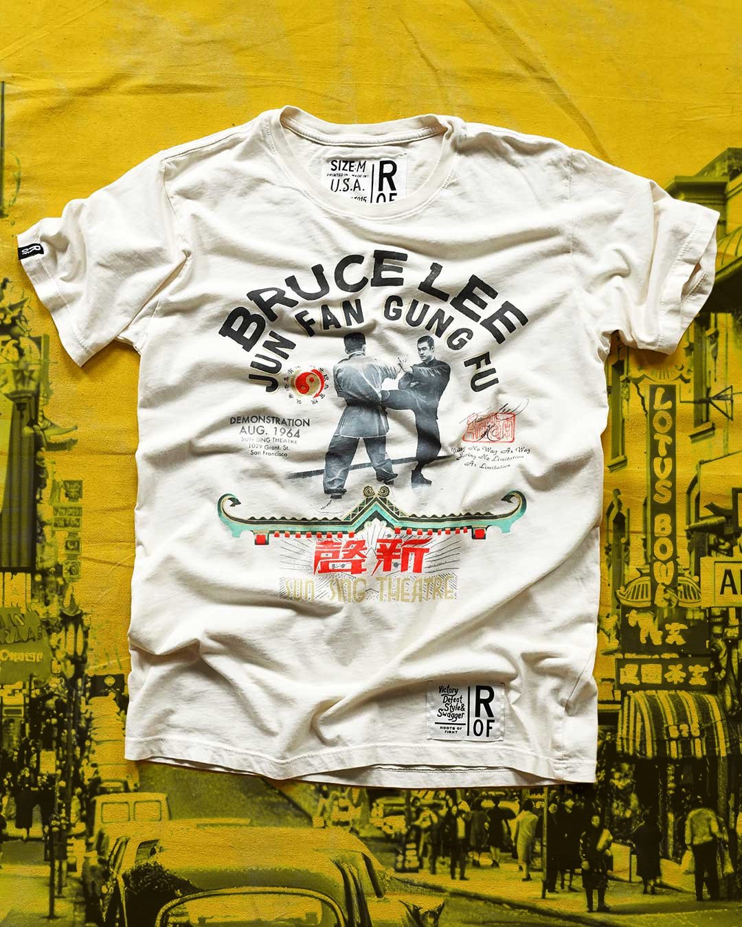 Bruce Lee Demo Vintage White Tee - Roots of Fight Canada