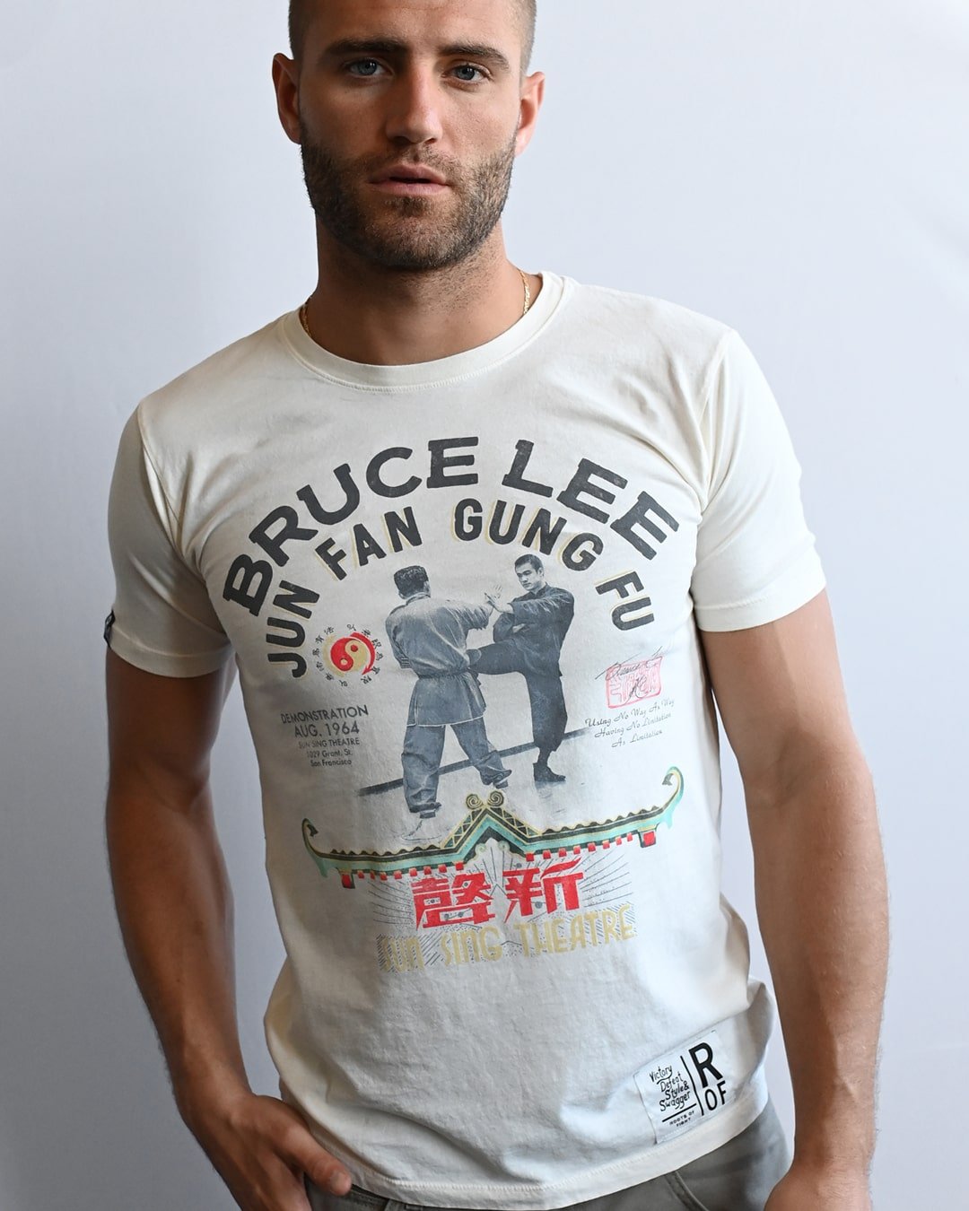 Bruce Lee Demo Vintage White Tee - Roots of Fight Canada