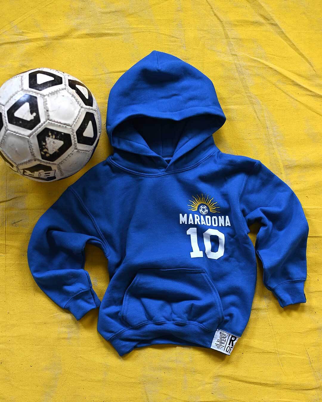 Maradona #10 Blue Kid&#39;s PO Hoody - Roots of Fight Canada