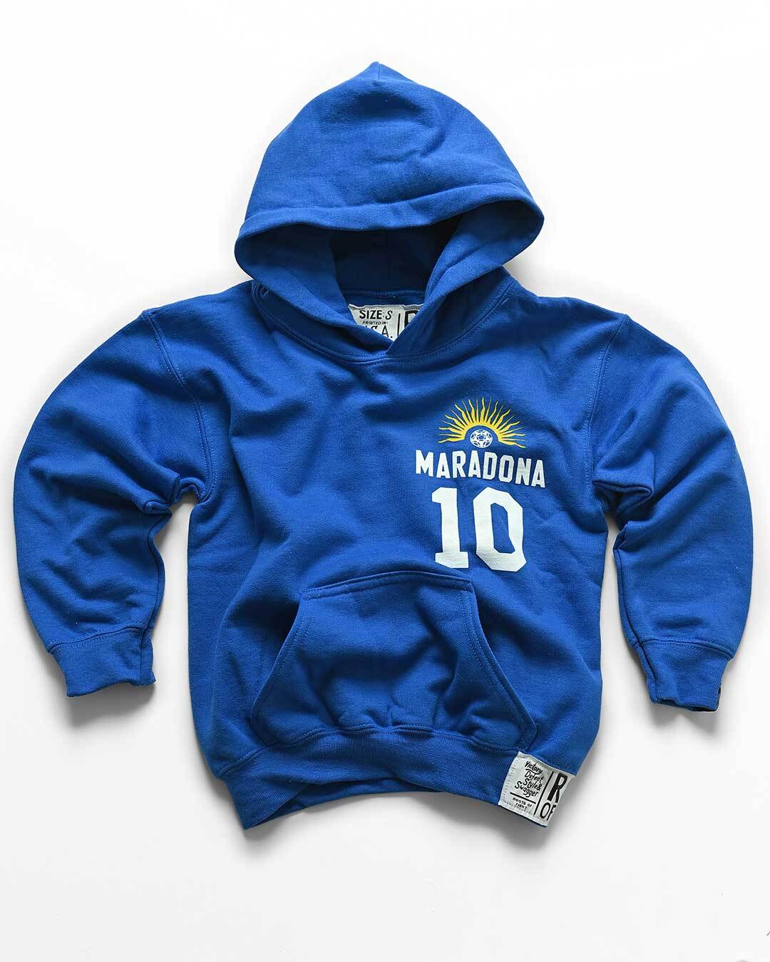 Maradona #10 Blue Kid&#39;s PO Hoody - Roots of Fight Canada