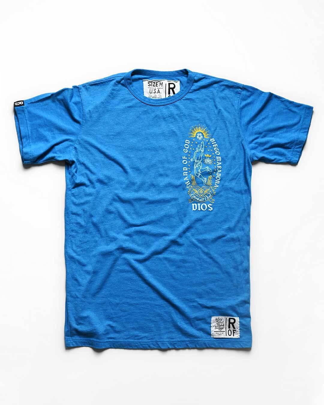 Maradona Dios De Futbol Blue Tee - Roots of Fight Canada