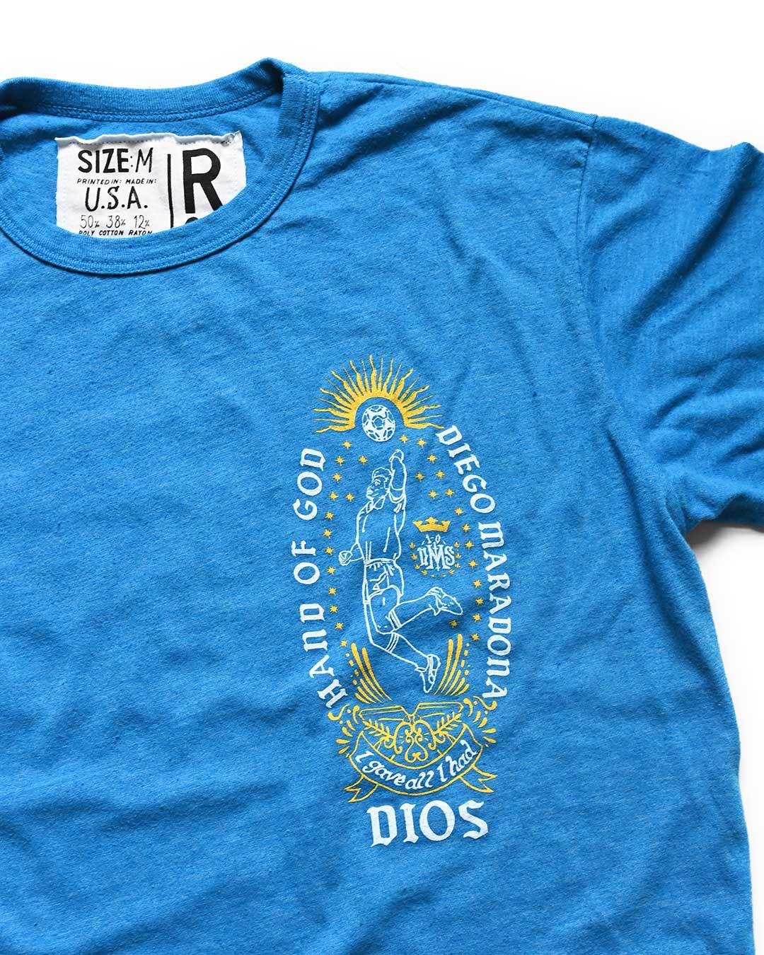 Maradona Dios De Futbol Blue Tee - Roots of Fight Canada