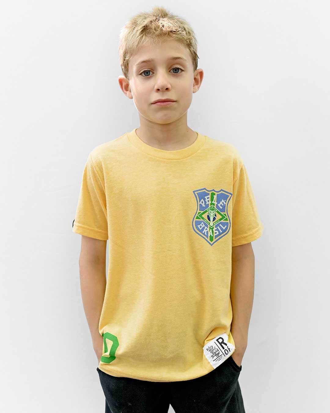 Pelé #10 Brasil Gold Kid&#39;s Tee - Roots of Fight Canada