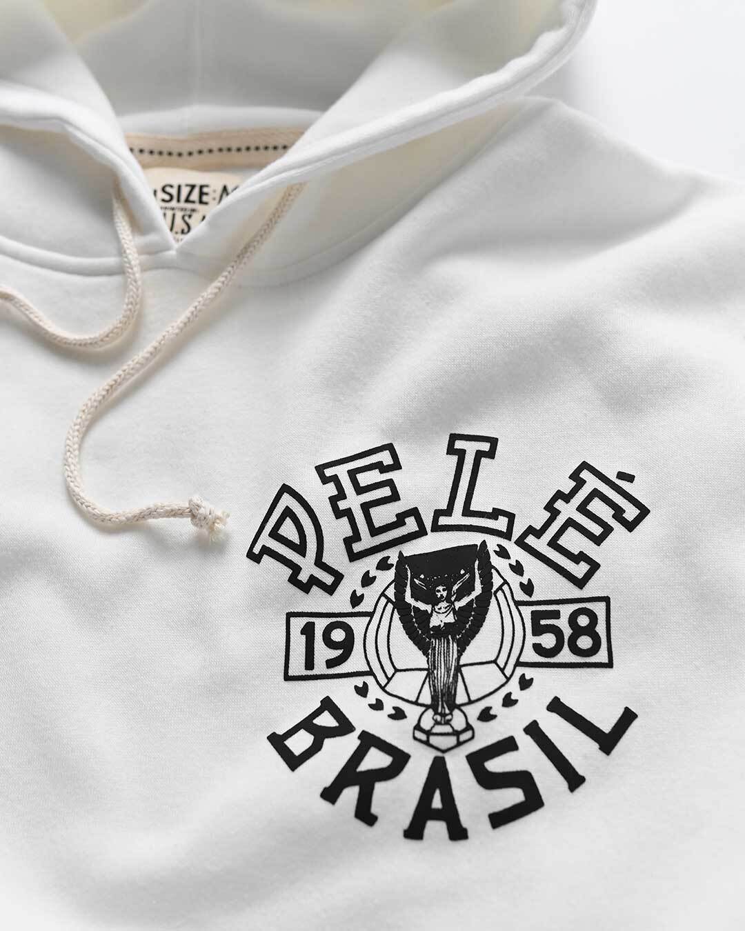 Pelé #10 Brasil White PO Hoody - Roots of Fight Canada