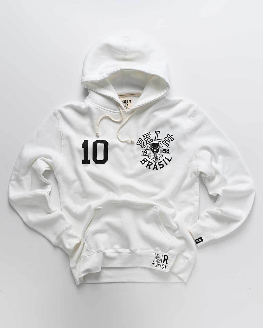 Pelé #10 Brasil White PO Hoody - Roots of Fight Canada