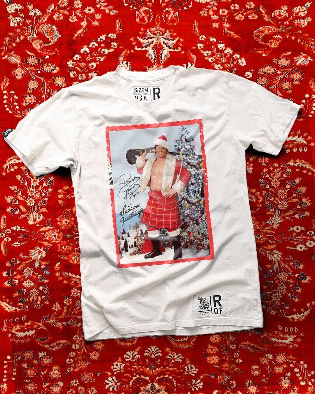 Rowdy Roddy Piper Holiday White Tee - Roots of Fight Canada