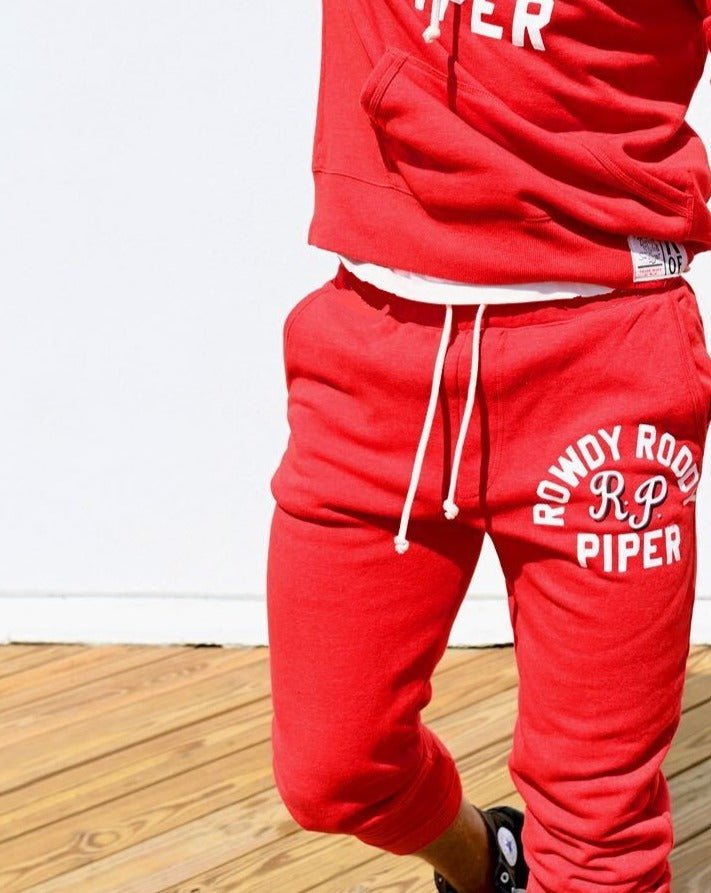 Rowdy Roddy Piper Red Sweatpants - Roots of Fight Canada