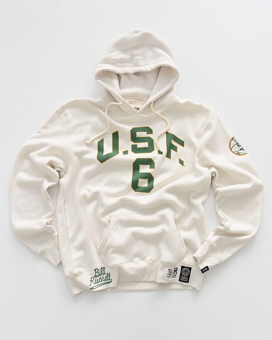 USF - Bill Russell #6 White PO Hoody - Roots of Fight Canada